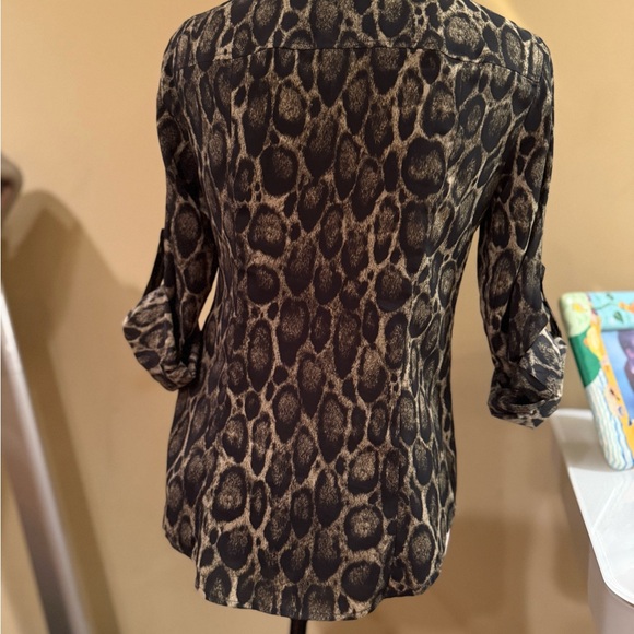 Like New Michael Kors Animal Print Full Zip Shirt - Picture 4 of 5